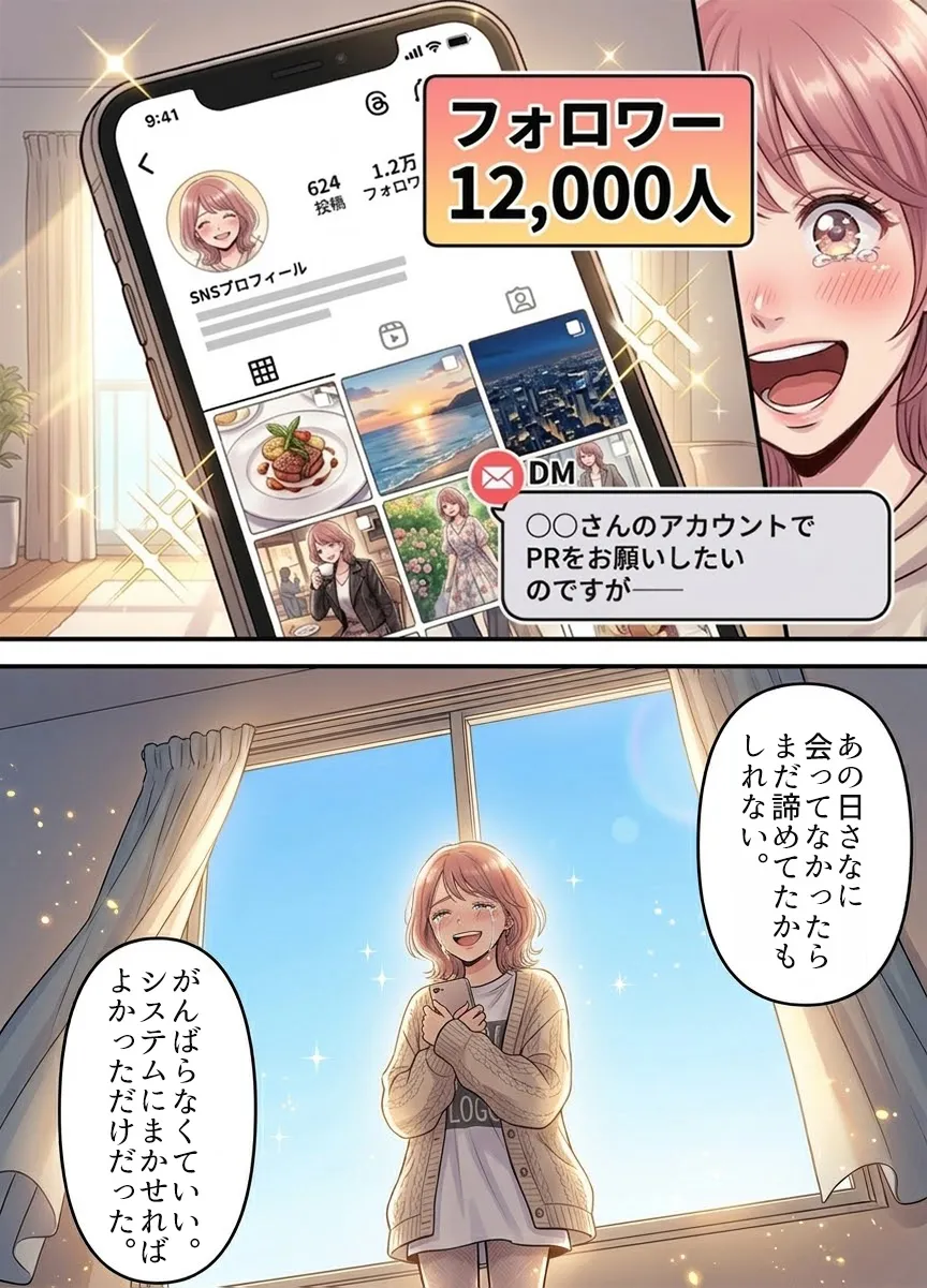 マンガ3：フォロワー12,000人を達成して案件も獲得したゆい